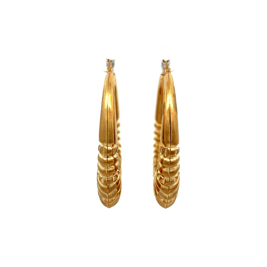 Lightweight Textured Hoop Earrings in 10k Yellow Gold