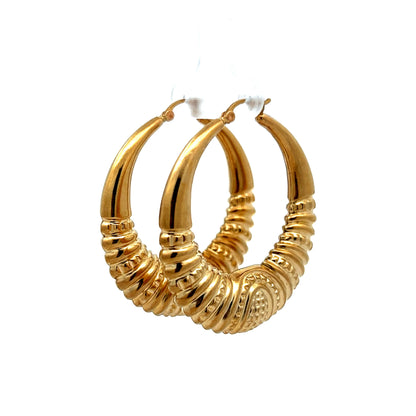 Lightweight Textured Hoop Earrings in 10k Yellow Gold