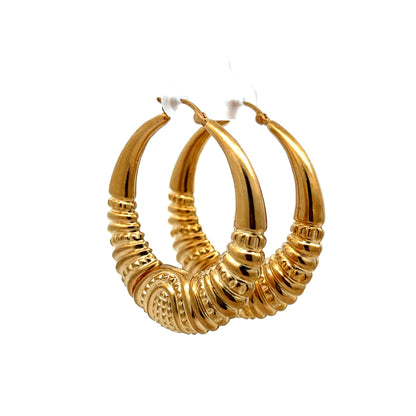 Lightweight Textured Hoop Earrings in 10k Yellow Gold