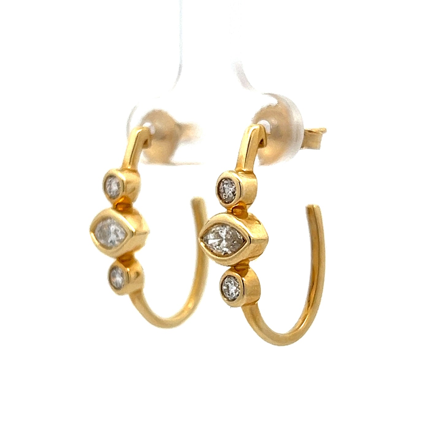 .98 Marquise & Round Diamond Hoop Earrings in 14k