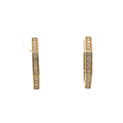 Octagonal Diamond Hoop Earrings in 14k Yellow Gold