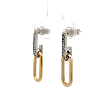 .12 Paperclip Style Diamond Dangle Earrings in 14k