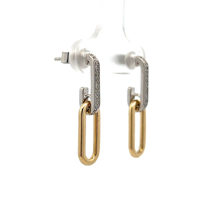 .12 Paperclip Style Diamond Dangle Earrings in 14k
