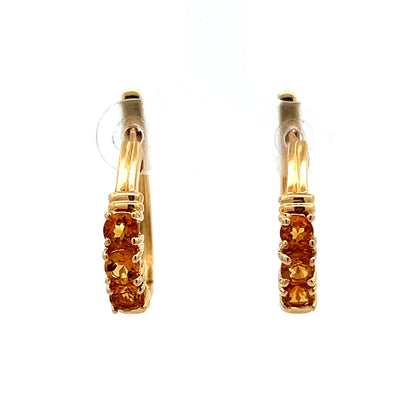 .90 Citrine Hoop Earrings in 14k Yellow Gold