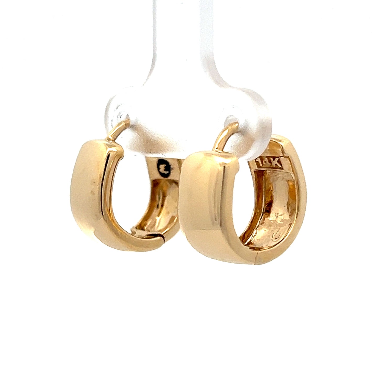 Wide Huggie Hoop Earrings in 14k Yellow Gold