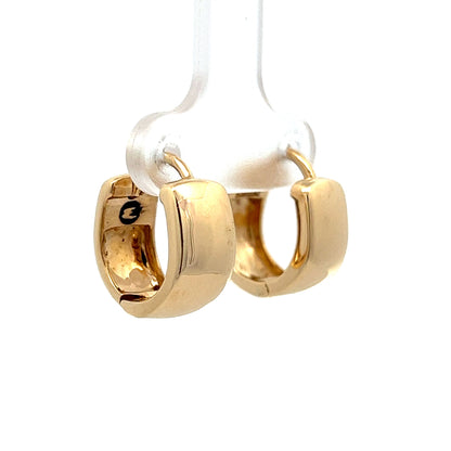 Wide Huggie Hoop Earrings in 14k Yellow Gold