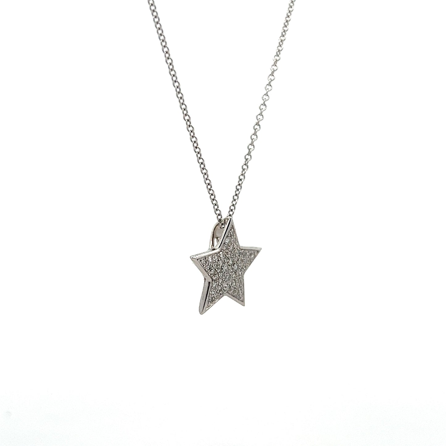 .24 Diamond Star Pendant in 14k White Gold