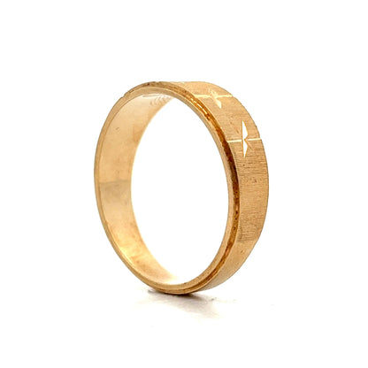 Vintage 1950's Star Wedding Band in 14k Yellow Gold