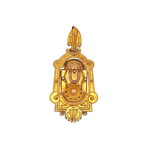 Antique Victorian Locket Pendant in 10k Yellow Gold