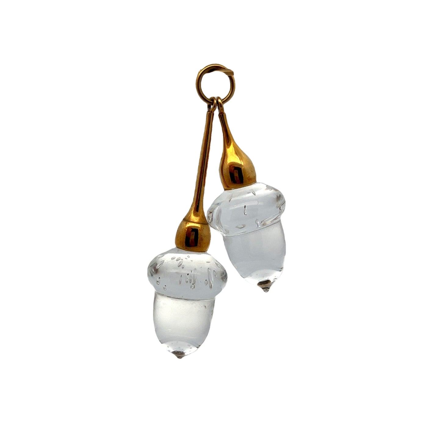 Steuben Glass Crystal Acorn Pendant in 14k