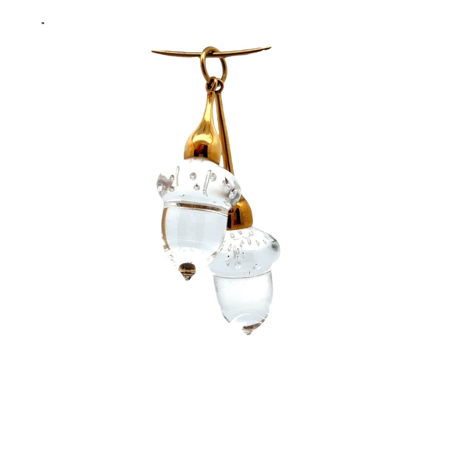 Steuben Glass Crystal Acorn Pendant in 14k