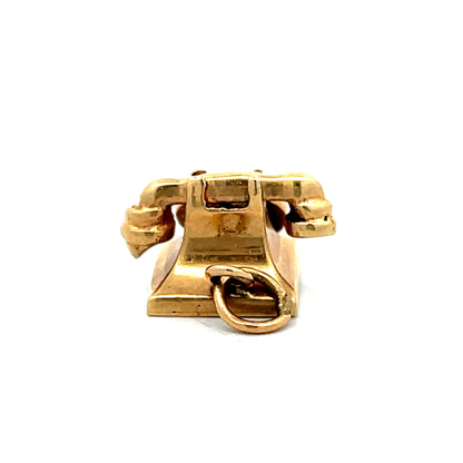 Vintage 1960s Rotary Phone Charm in 14k Yellow Gold