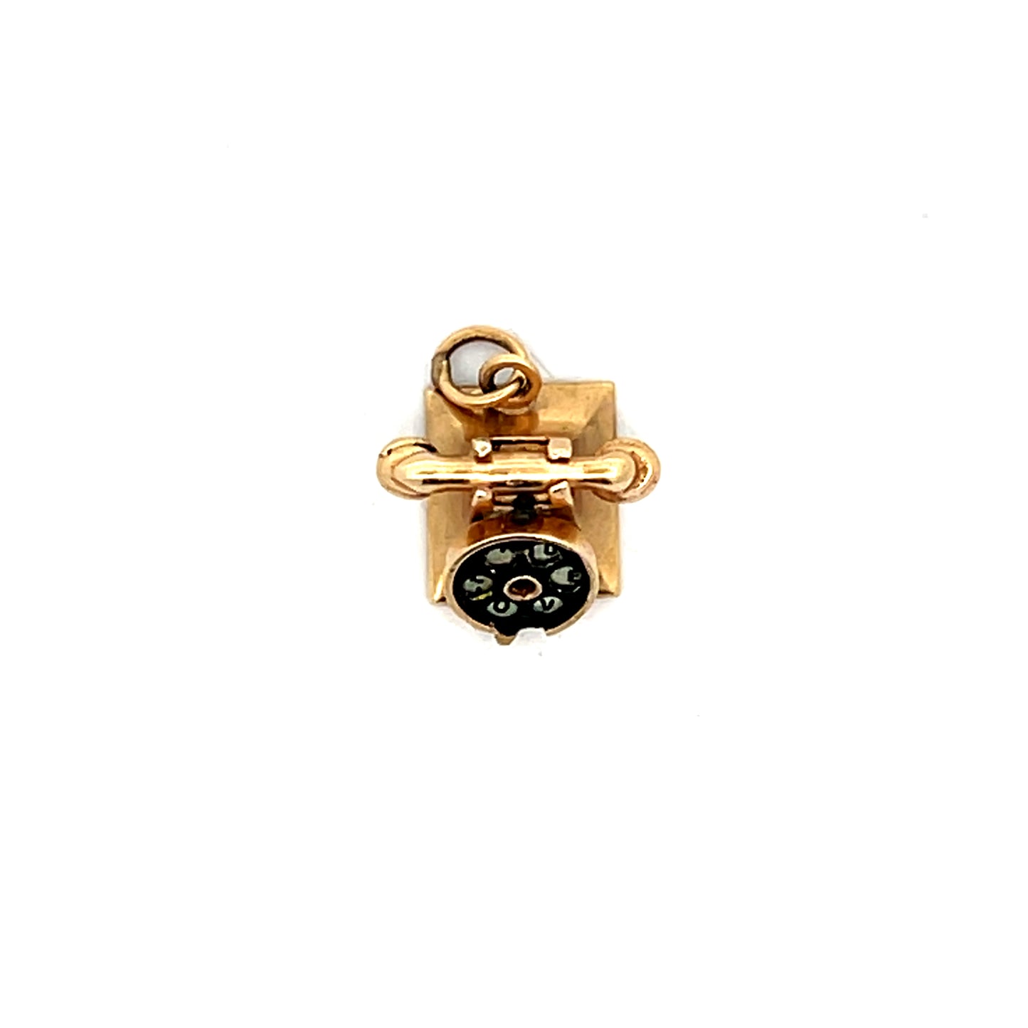 Vintage 1960s Rotary Phone Charm in 14k Yellow Gold