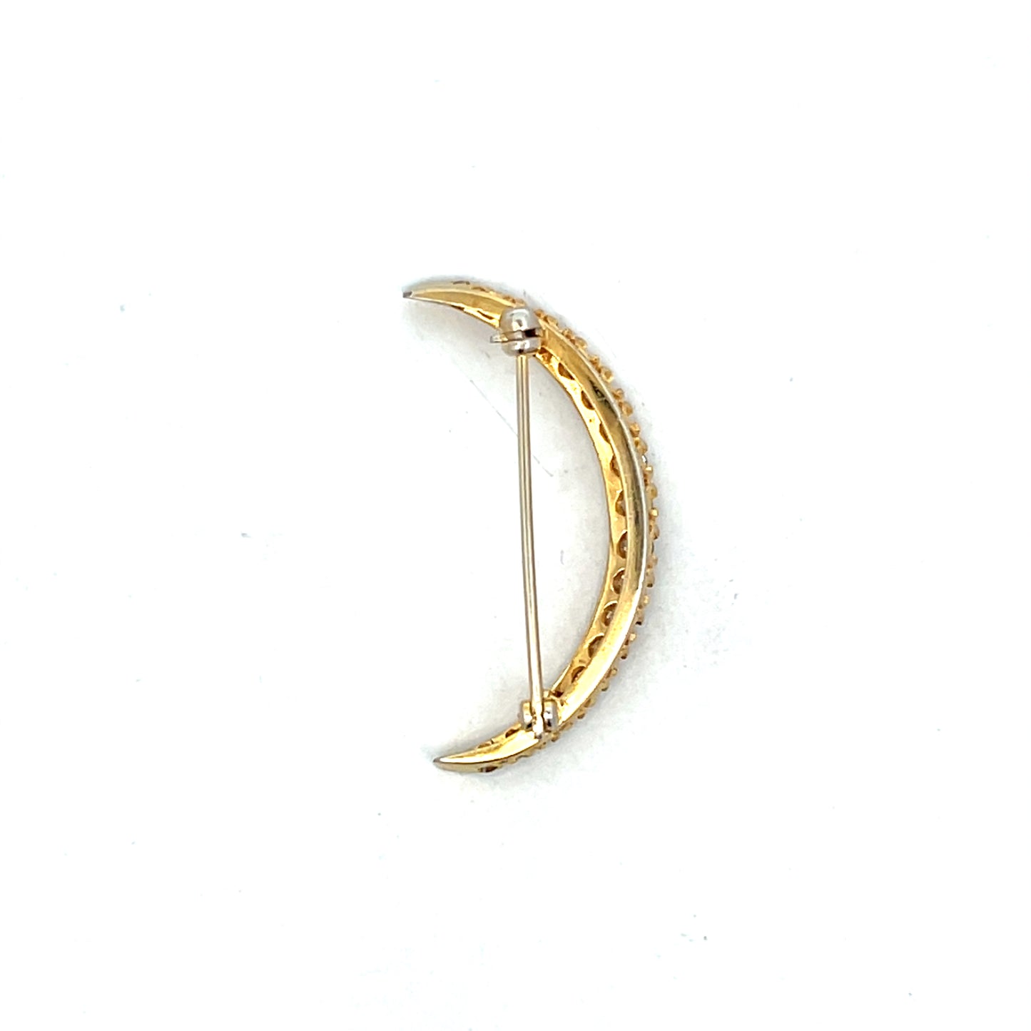 .78 Victorian Half Moon Diamond Brooch in 14k