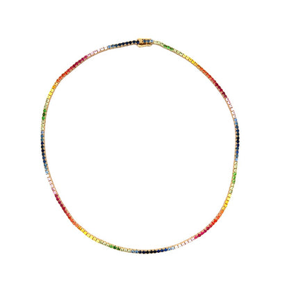 10.46 Rainbow Sapphire Necklace in 14k Yellow Gold