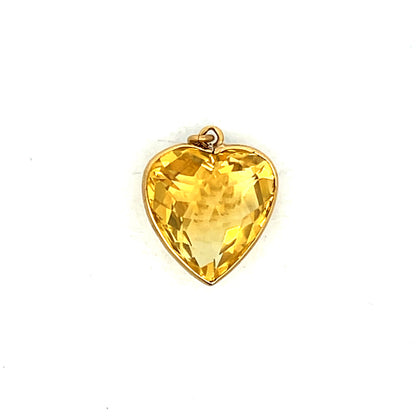 11.00 Heart Shaped Citrine Pendant in 14k Yellow Gold