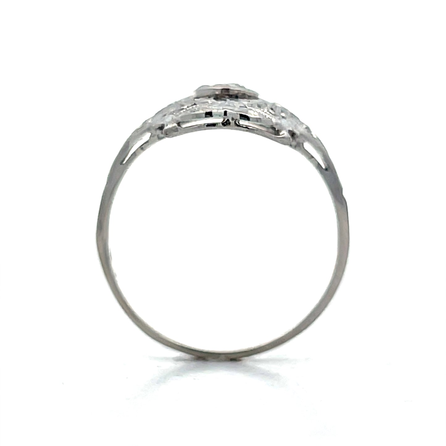 .17 Art Deco Style Filigree Ring in 14k White Gold