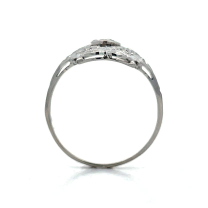 .17 Art Deco Style Filigree Ring in 14k White Gold