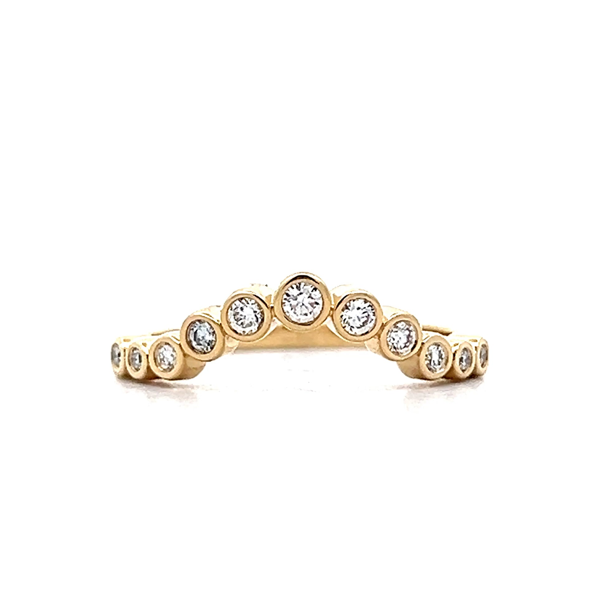 20 Bezel Diamond Contour Wedding Band in 14k