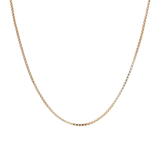 20 Inch Thin Box Chain Necklace 14k Yellow Gold
