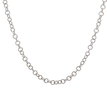 20" Textured Rolo Link Chain Necklace 14k White Gold