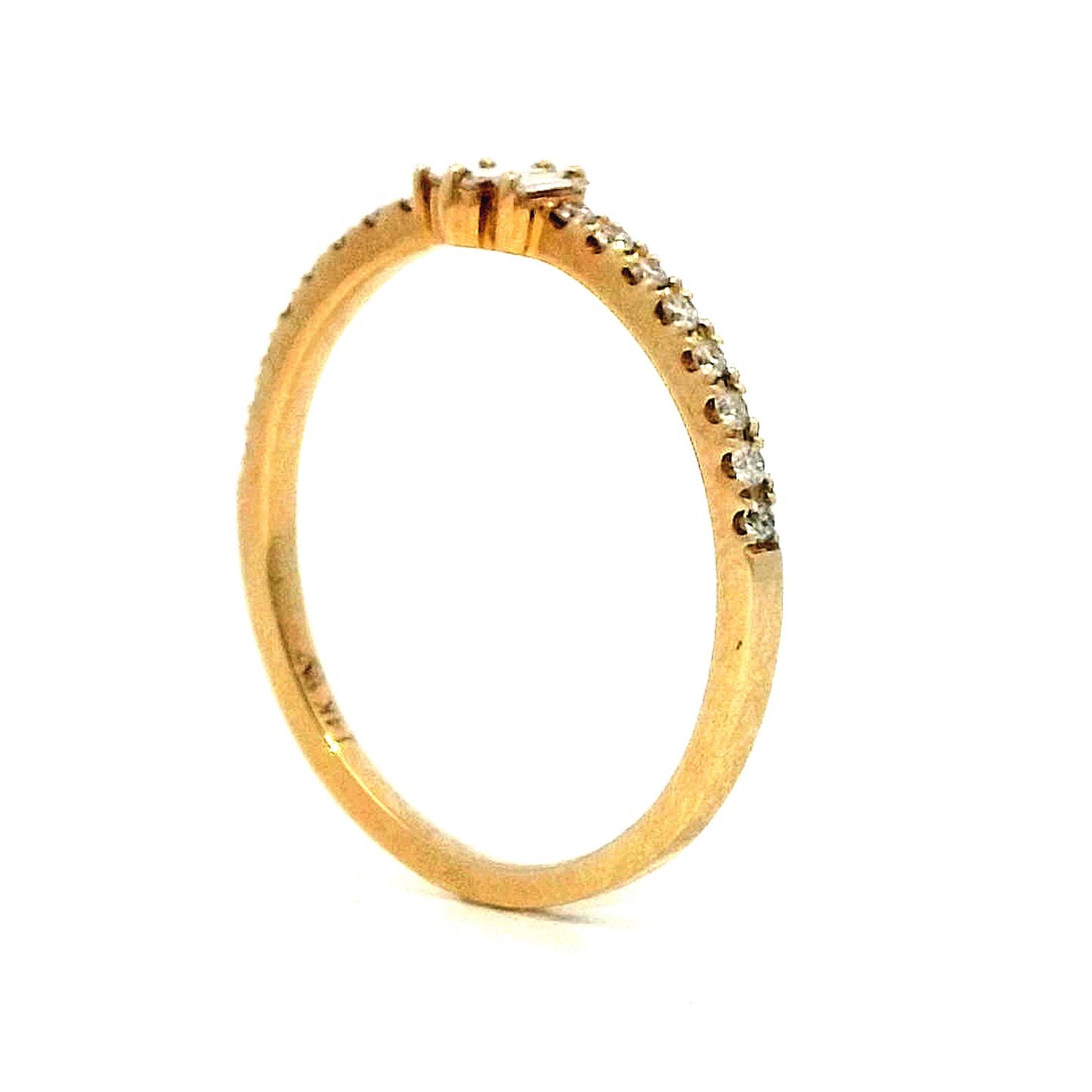 .13 Baguette Three Stone Stacking Ring in 14k Yellow Gold