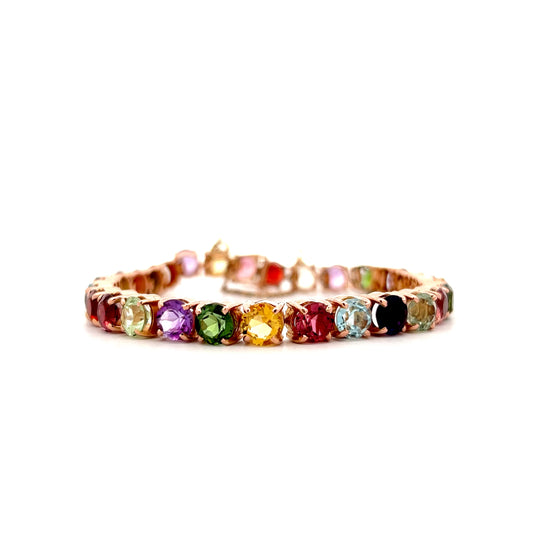 21 Carat Multi-Gemstone Tennis Bracelet in 14k Yellow Gold