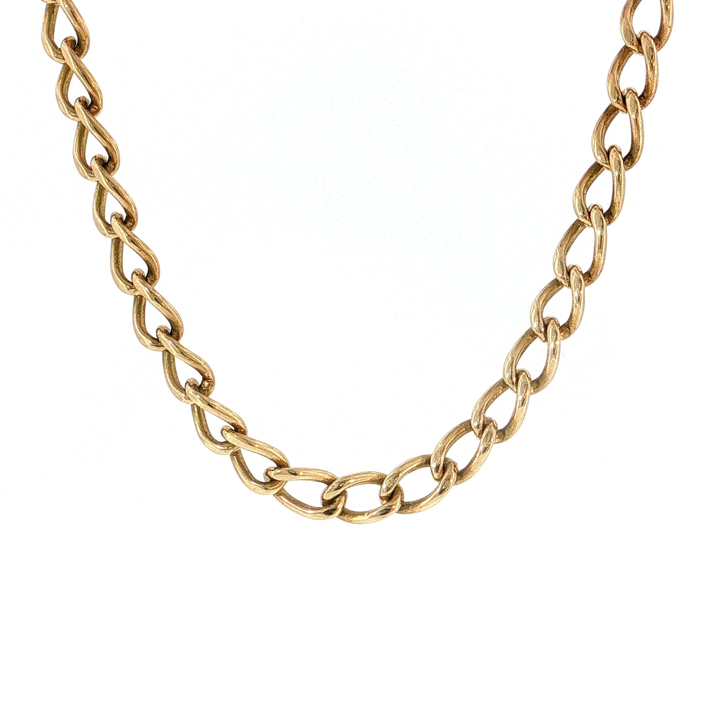 21" Oval Curb Link Chain Necklace 10k Yellow Gold