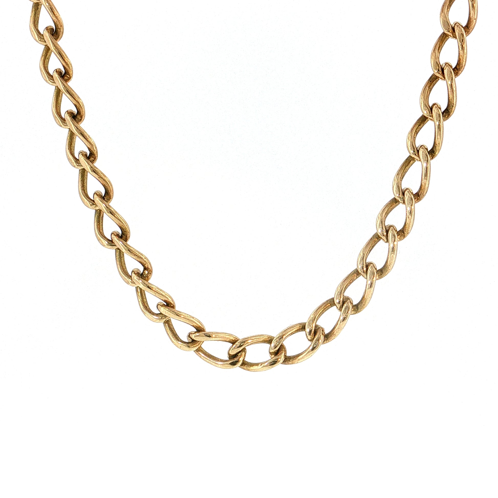 21" Oval Curb Link Chain Necklace 10k Yellow Gold