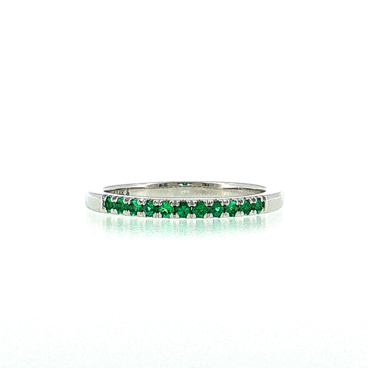 .22 Emerald Wedding Band 14k White Gold