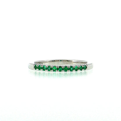 .22 Emerald Wedding Band 14k White Gold