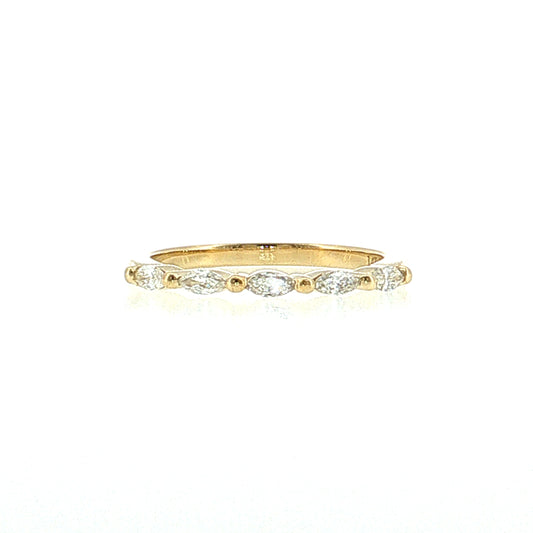 .22 Marquise Diamond Five Stone Wedding Band 14k Yellow Gold