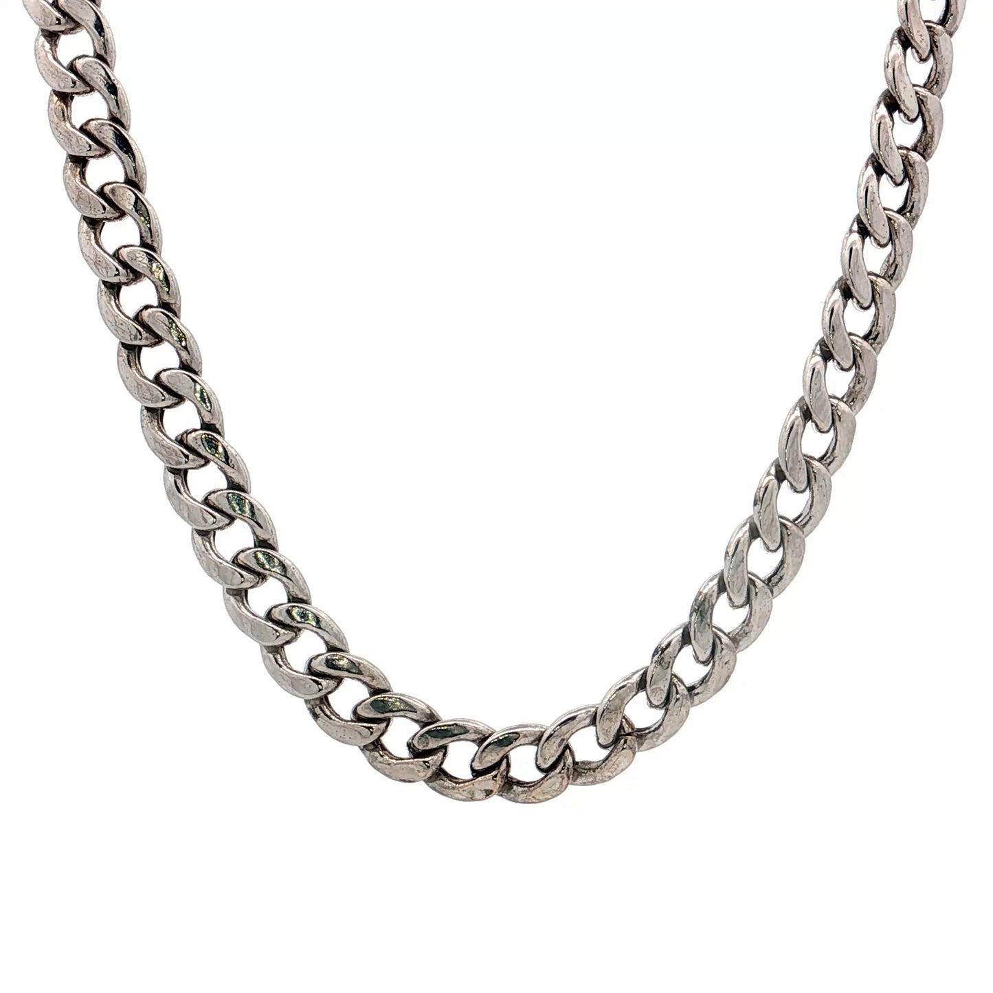 22" Mens Curb Link Chain Necklace 10k White Gold