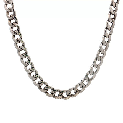 22" Mens Curb Link Chain Necklace 10k White Gold