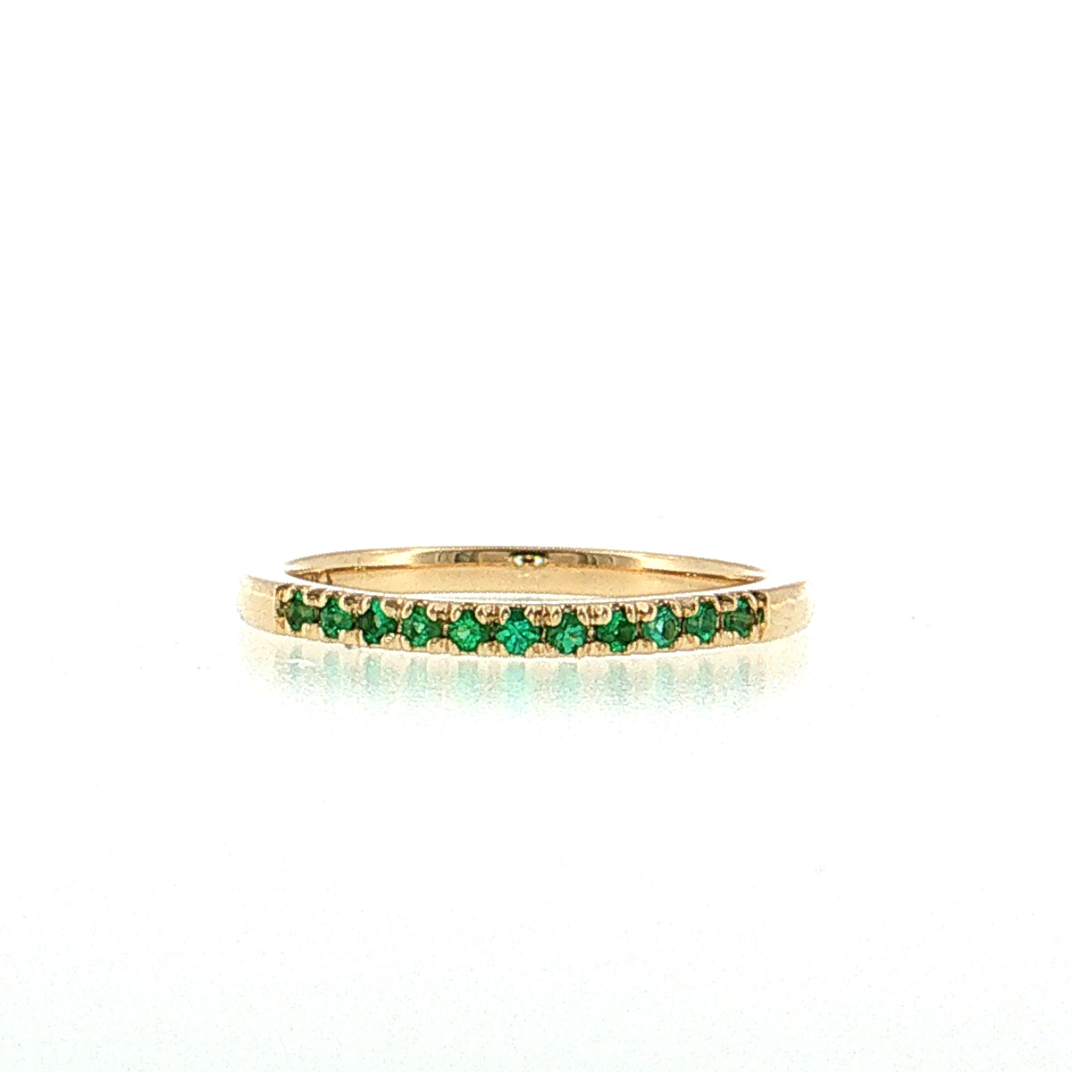 .22 Round Emerald Stacking Ring 14k Yellow Gold