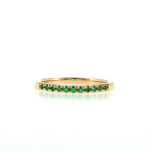 .22 Round Emerald Stacking Ring 14k Yellow Gold