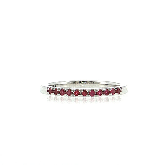 .22 Round Ruby Stacking Ring 14k White Gold