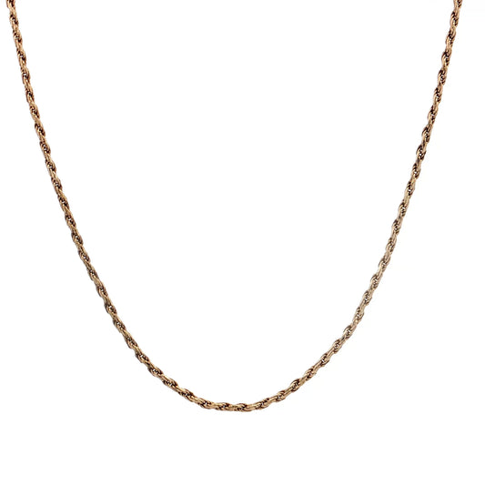 22" Twisted Textured Rope Chain Necklace 14k Yellow Gold