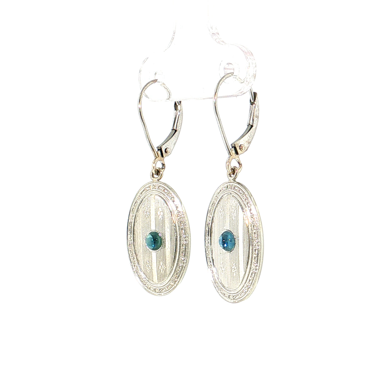 .32 Antique Art Deco Sapphire Earrings 14k White Gold