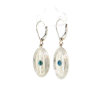.32 Antique Art Deco Sapphire Earrings 14k White Gold
