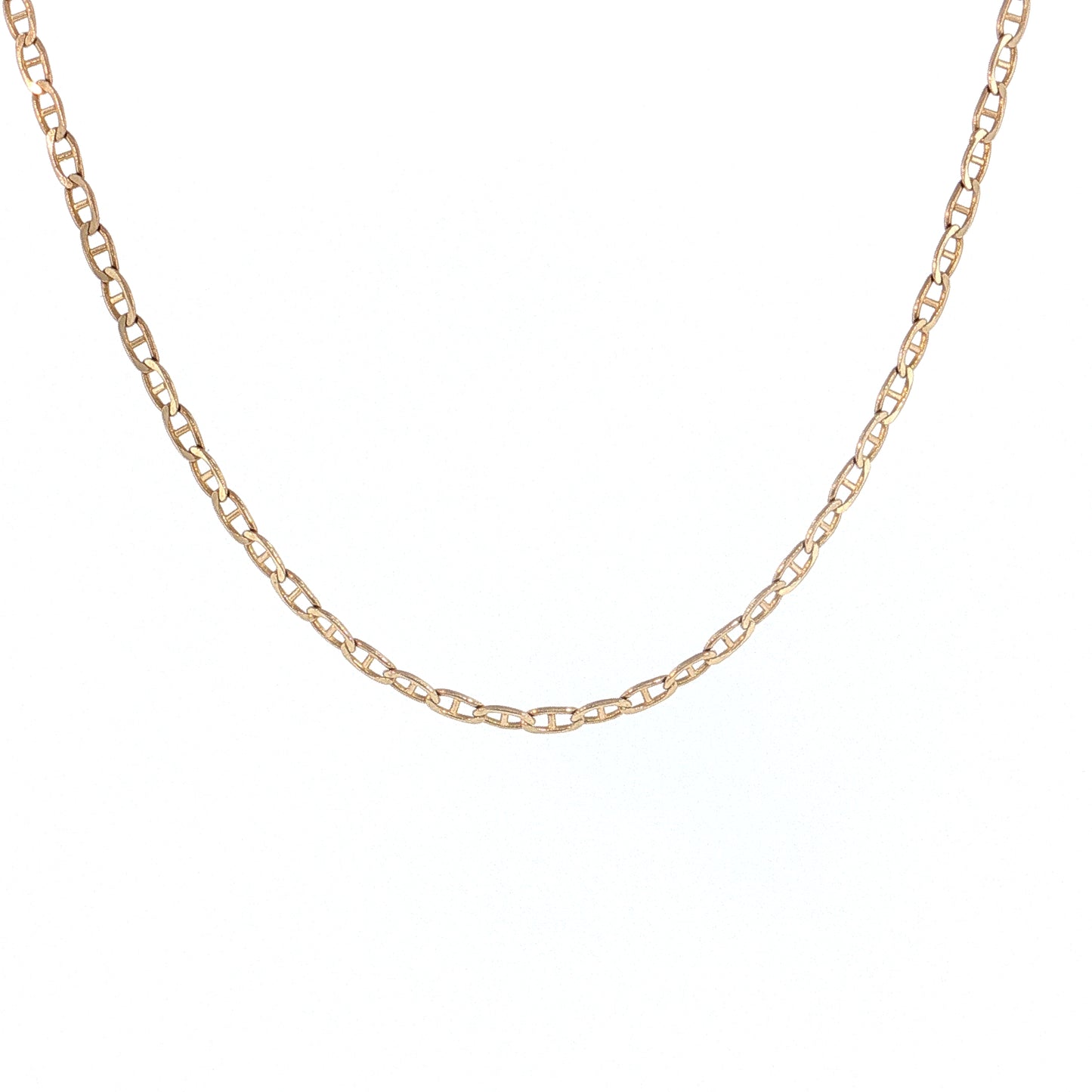 23.75" Flat Mariner Link Chain Necklace 14k Yellow Gold