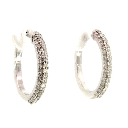 .37 Round Brilliant Diamond Hoop Earrings in 18 White Gold