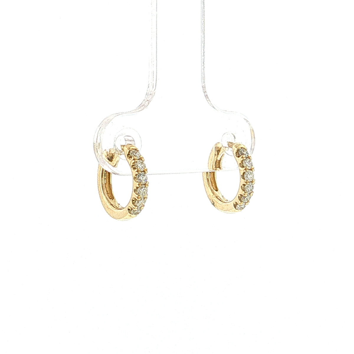 .18 Diamond Huggie Hoop Earrings 14k Yellow Gold