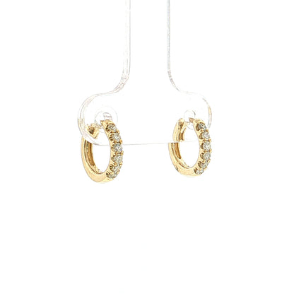 .18 Diamond Huggie Hoop Earrings 14k Yellow Gold