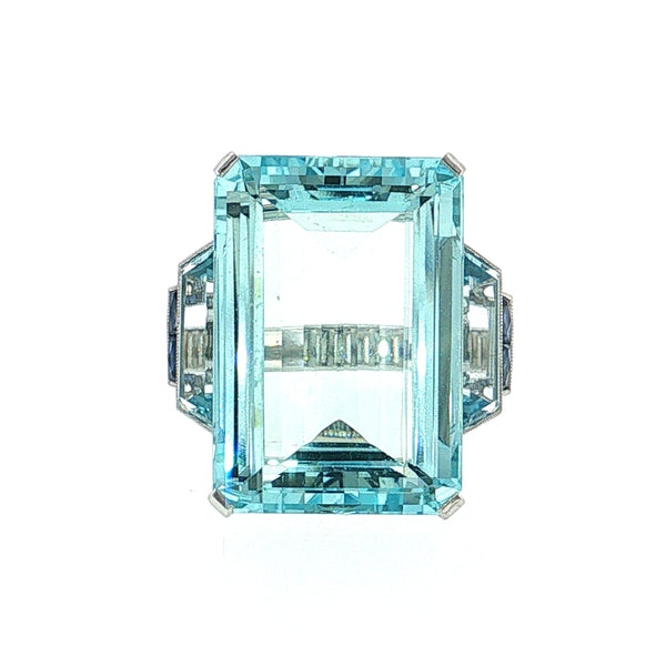 Aquamarine Cocktail Ring Platinum