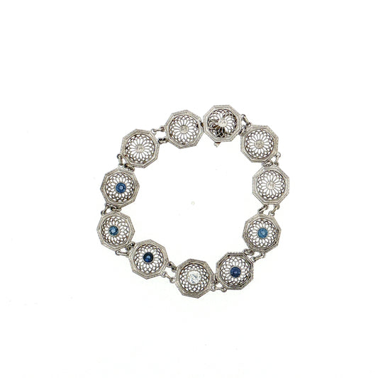 .24 Antique Art Deco Diamond & Sapphire Bracelet 14k