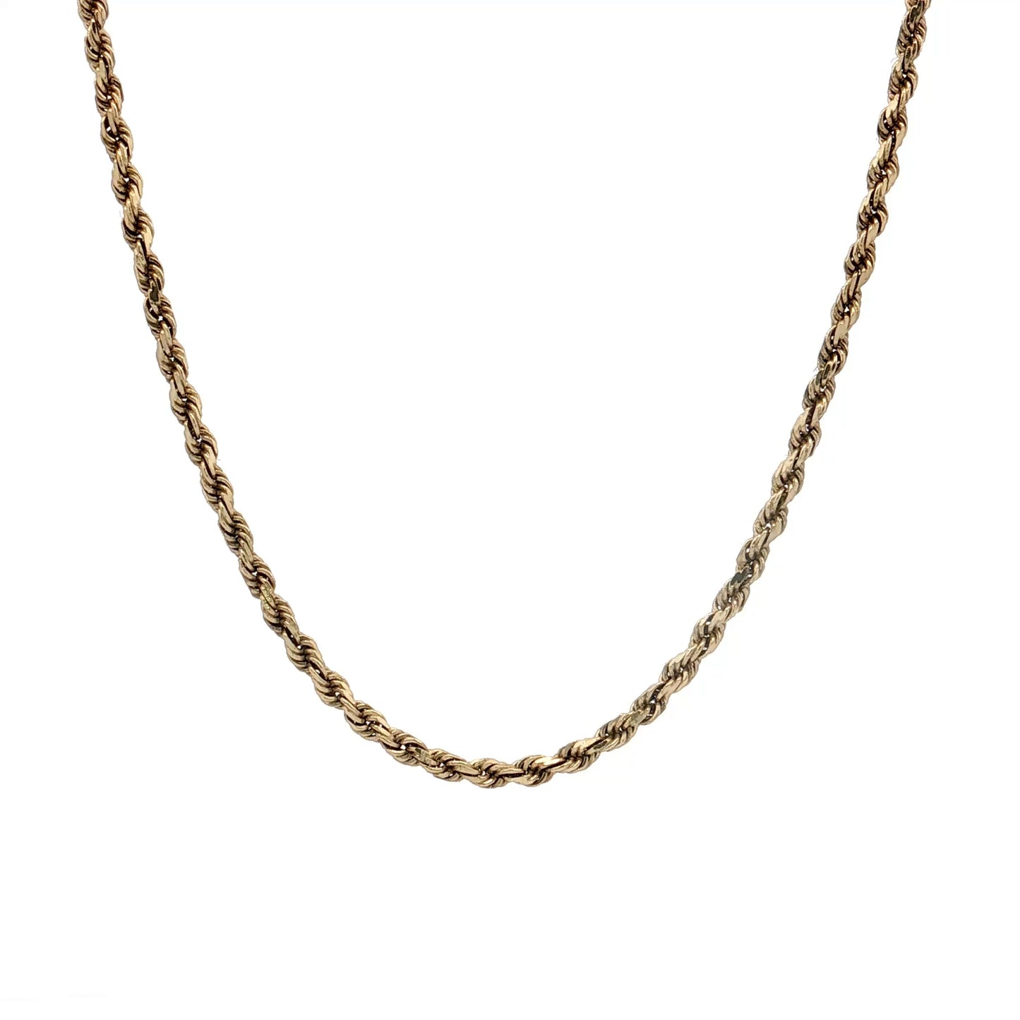24" Diamond Cut Rope Chain Necklace 14k Yellow Gold