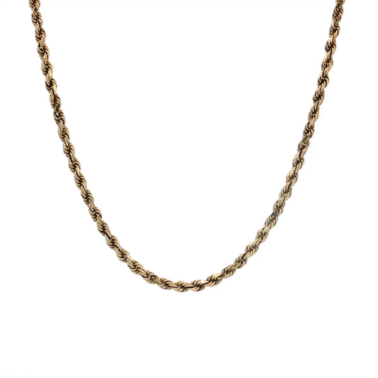 24" Diamond Cut Rope Chain Necklace 14k Yellow Gold