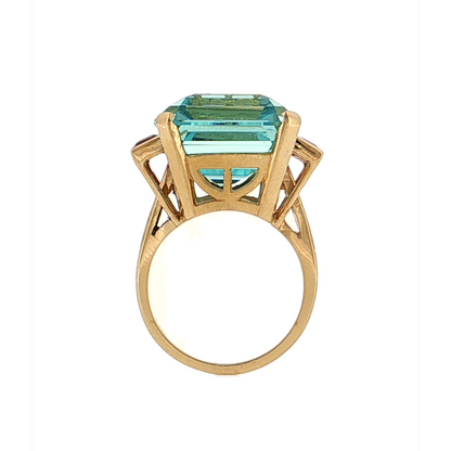 19.16 Vintage Retro Aquamarine & Ruby Cocktail Ring 14k