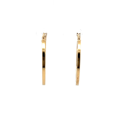 25mm Flat Edge Hoop Earrings in 14k Yellow Gold
